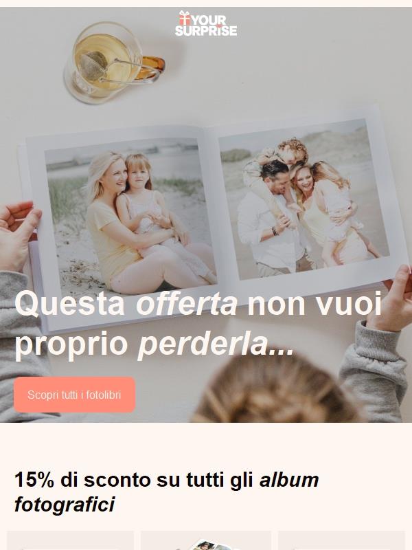 15% di sconto su fotolibri, speciale per te!