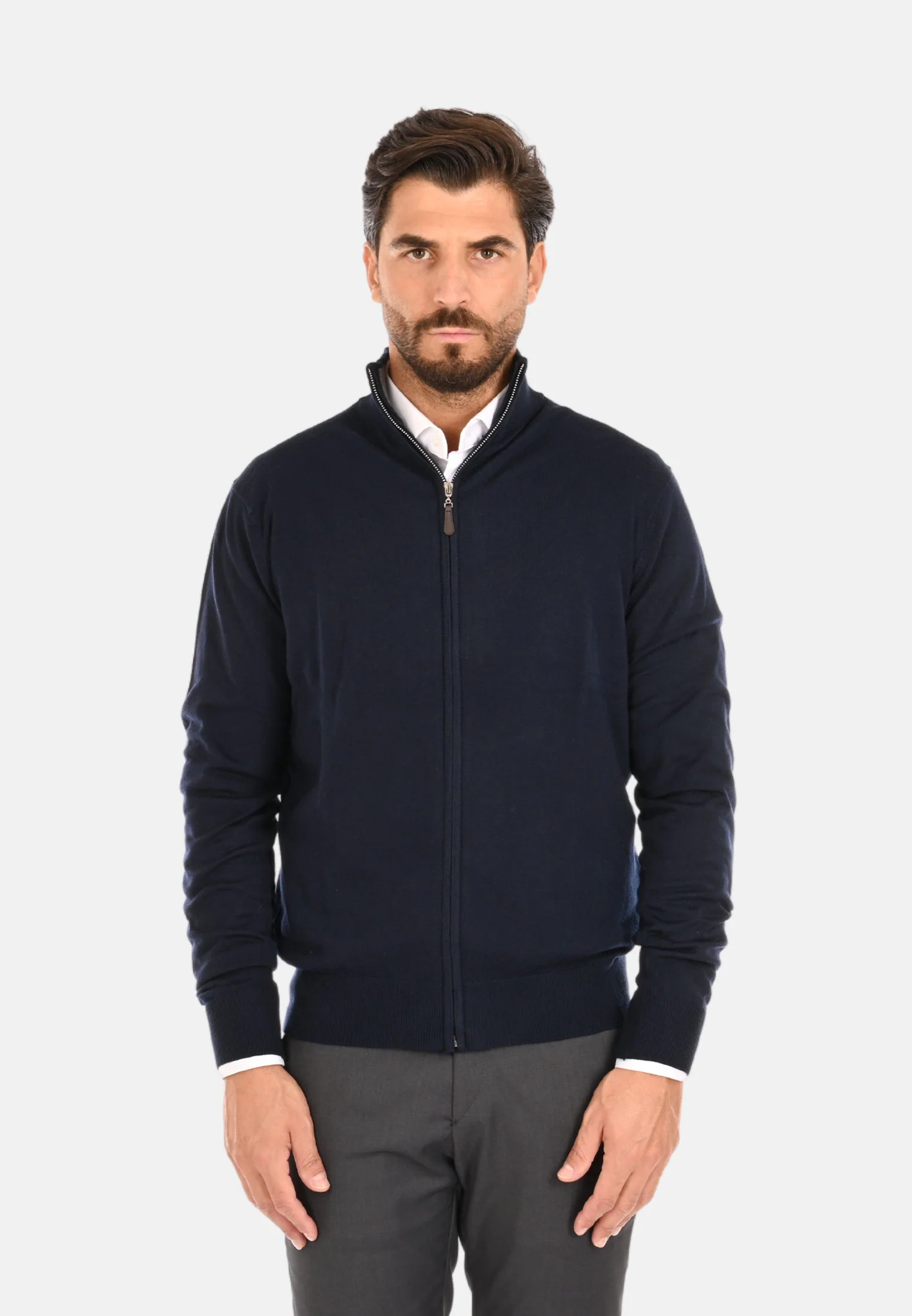 Image of Cardigan con zip lana e cashmere