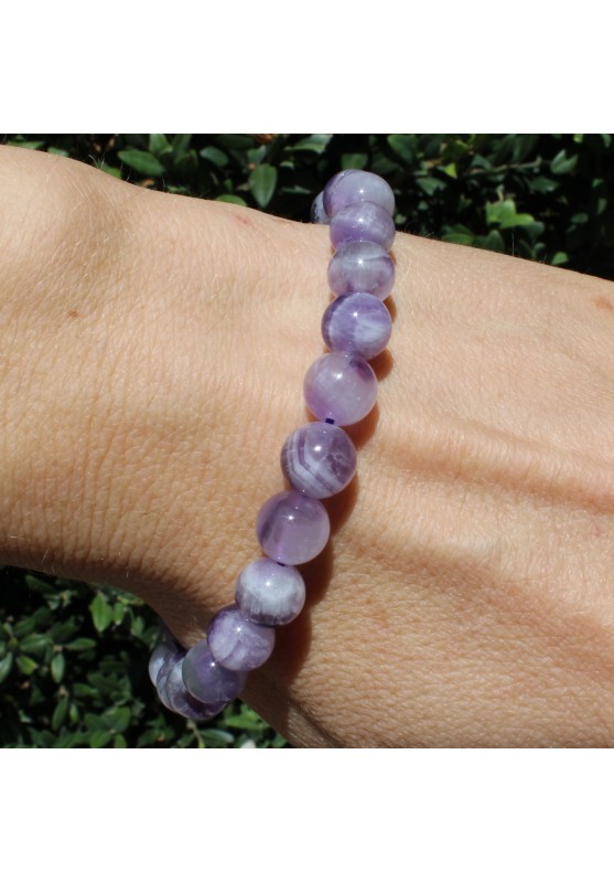 Image of Braccialetto Sfere Ametista Sciamanica Chevron 8mm Dogtooth Cristalloterapia  Chakra