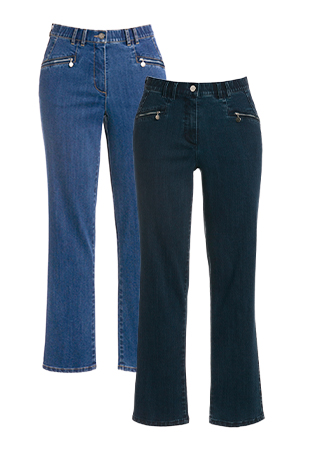 Jeans modello Mony con taglio della gamba conico e tasche con zip