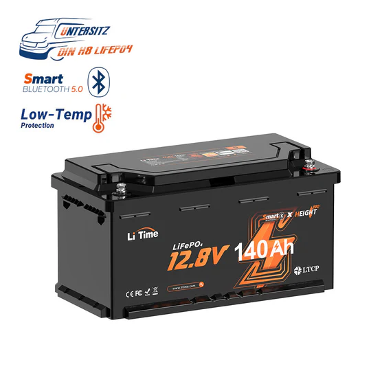12V 140Ah H190 Batteria al litio a ciclo profondo con Bluetooth - Sotto il sedile del camper, DIN H8