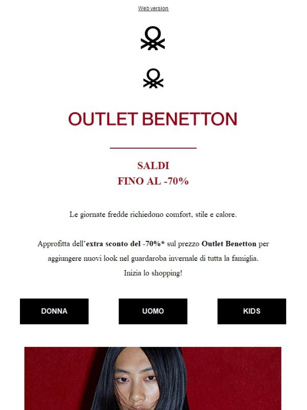 Outlet Benetton: nuovi ribassi con -70% extra