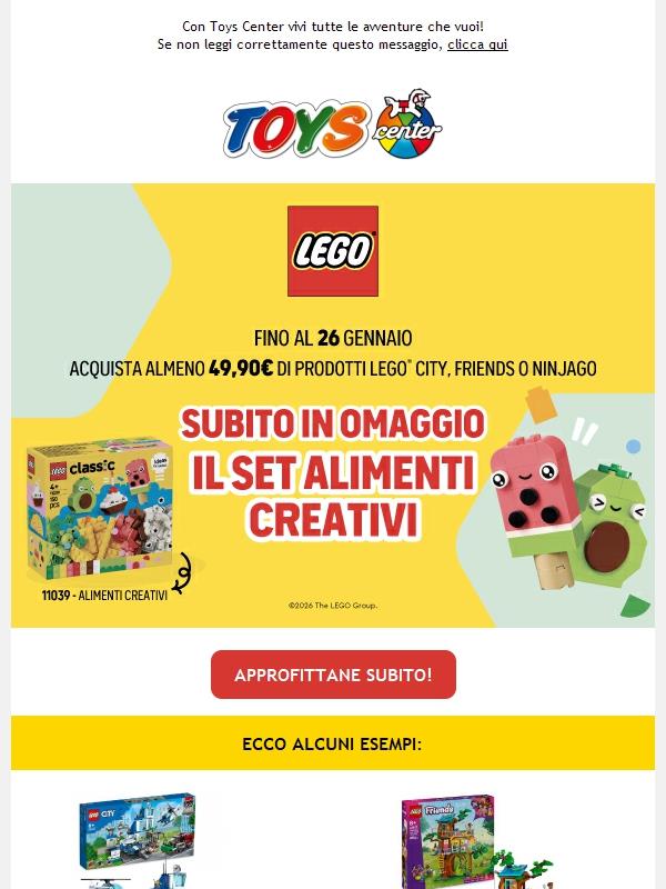 🎁🧱 Lego: per te in regalo gli alimenti creativi con 49,90€ di spesa!