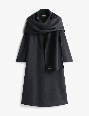 Cappotto oversize in misto lana con sciarpa