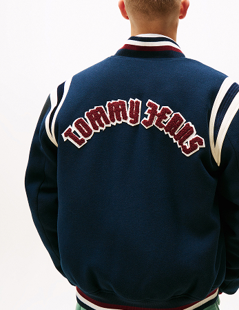 Bomber Varsity con lana e logo