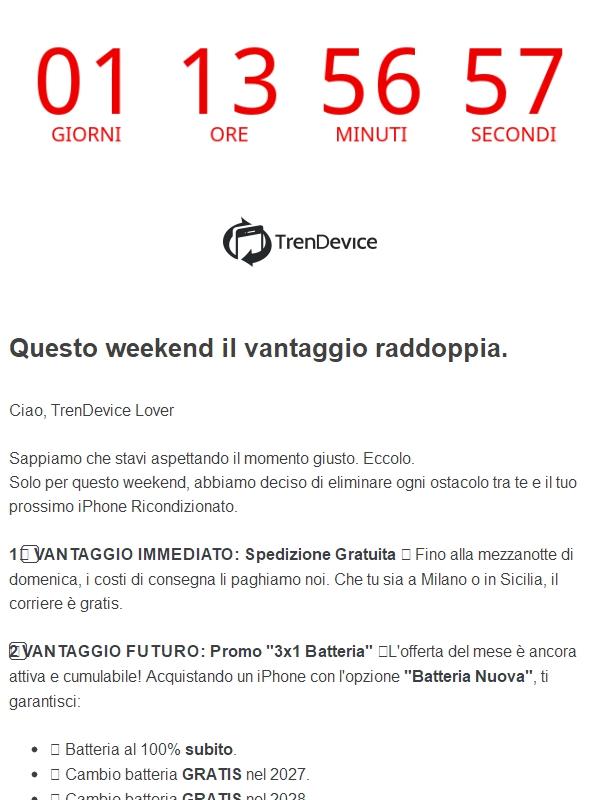 ⏳ 48 ore di follia: Spedizione 0€ + Promo Batteria