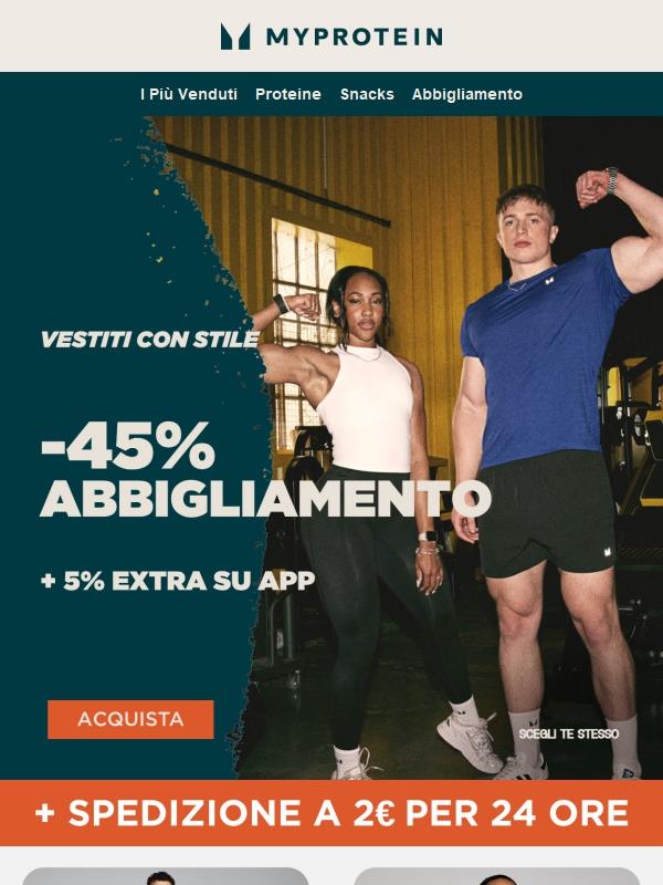 -45% sull'Abbigliamento + Spedizione a 2€ 🚚