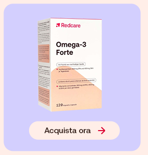 &bdquo;Confezione di Redcare Omega-3 Forte, 120 capsule. Sfondo marrone con cornice salmone.&ldquo;