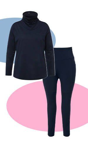 Maglia funzionale ad asciugatura rapida per lo sci con maniche lunghe e sciarpa ad anello