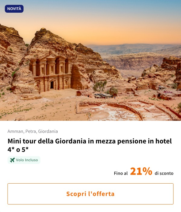 Mini tour della Giordania in mezza pensione in hotel 4* o 5*