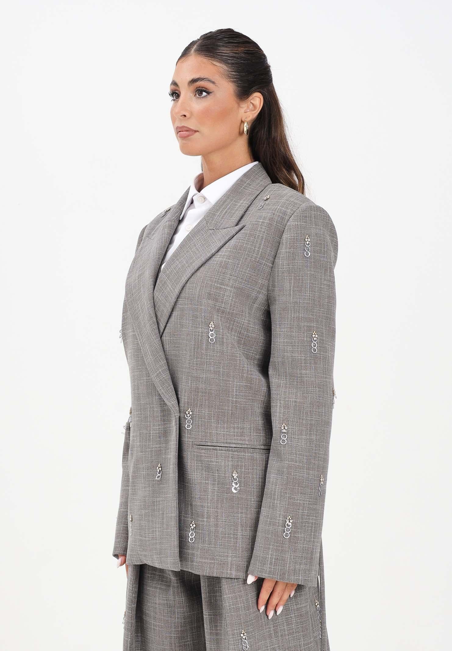 Image of SIMONA CORSELLINI Giacca grigia da donna con applicazioni metalliche