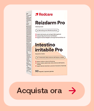 Integratore Redcare Reizdarm Pro per l&rsquo;intestino irritabile con confezione e pulsante &ldquo;Acquista ora&rdquo;.