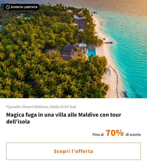 Magica fuga in una villa alle Maldive con tour dell'isola