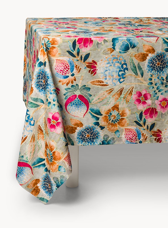 Tovaglia in twill di puro cotone stampa floreale