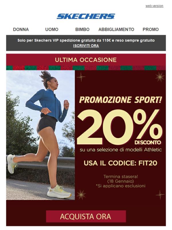 Ultimo giorno | 20% su una selezione SPORT
