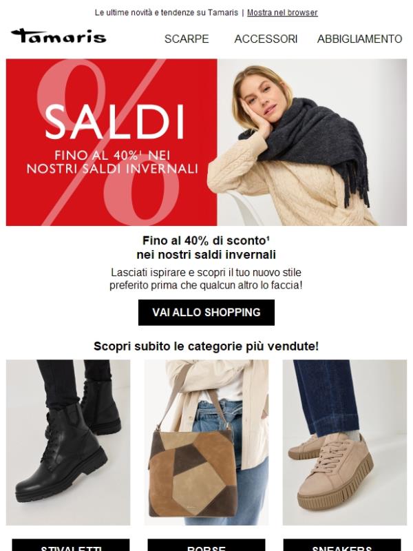 Fino al 40% nei nostri saldi invernali ❄️