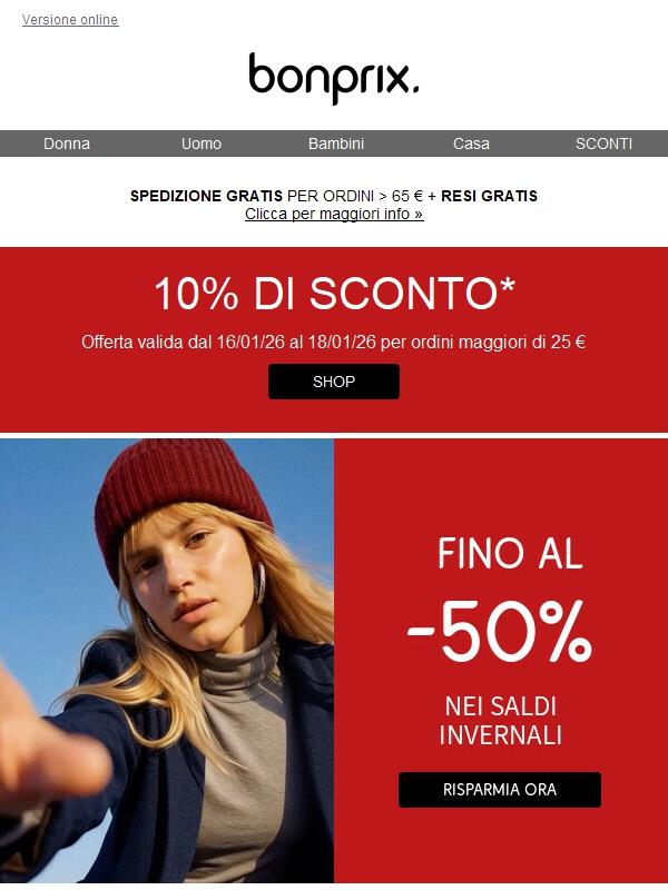 10% di sconto | Tante novità nei saldi!