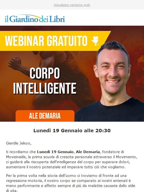 (Domani) WEBINAR GRATUITO con Ale Demaria: "Corpo Intelligente"