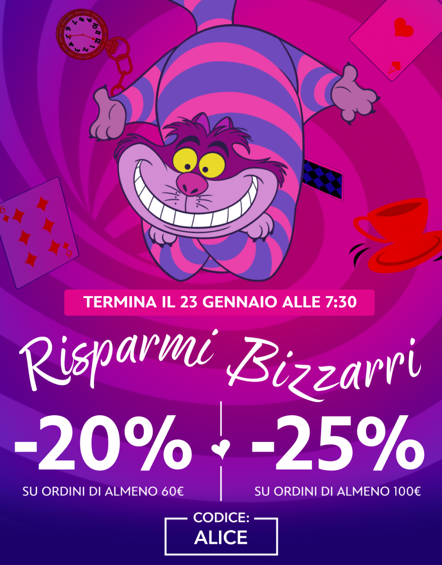 Risparmi bizzarri -20% su ordini di almeno 60€ -25% su ordini di almeno 100€ Codice: ALICE