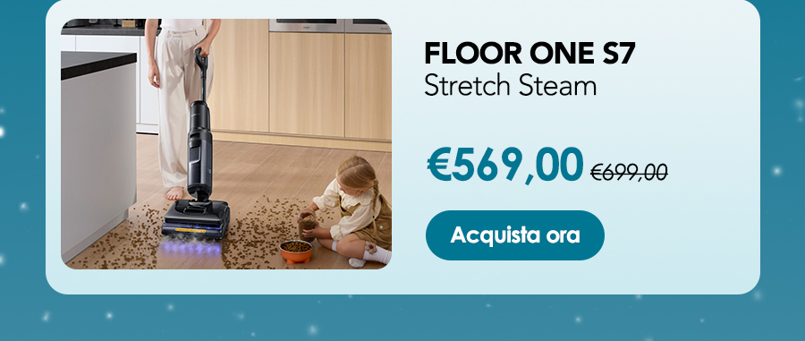 Tineco FLOOR ONE S7 Stretch Steam Lavapavimenti e Aspirapolvere a Vapore Senza Fili