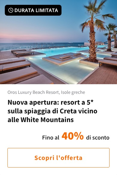 Nuova apertura: resort a 5* sulla spiaggia di Creta vicino alle White Mountains
