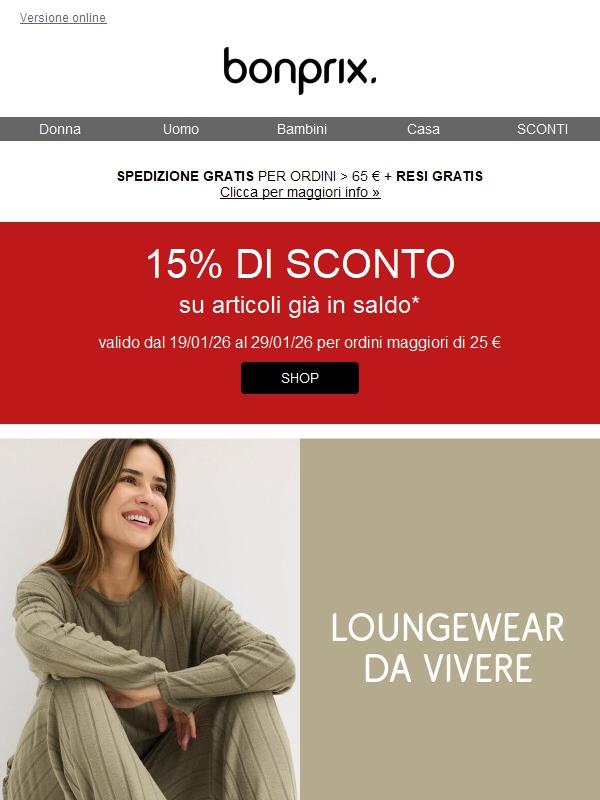 Ulteriore -15% sugli articoli in saldo! 😍