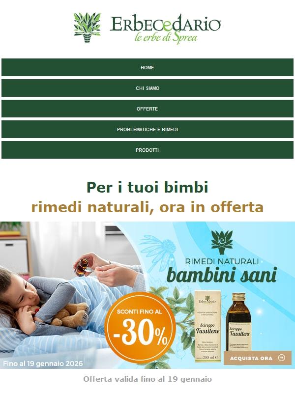 ⏰ Ultimo giorno! Rimedi naturali per bambini fino a -30% ❄️