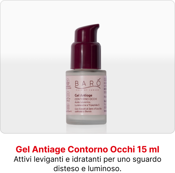 Gel Antiage Contorno Occhi 15 ml, Attivi leviganti e idratanti per uno sguardo disteso e luminoso.