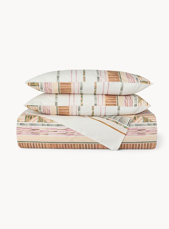 Parure copripiumino in cotone percalle fantasia geometrica