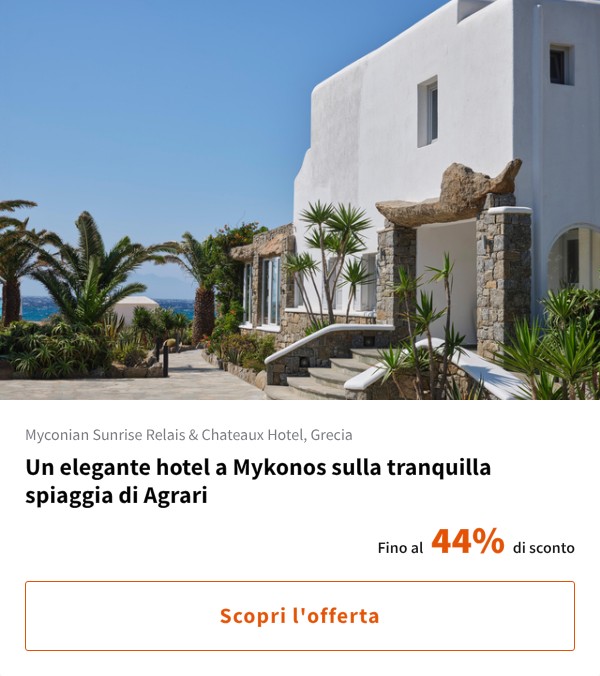 Un elegante hotel a Mykonos sulla tranquilla spiaggia di Agrari