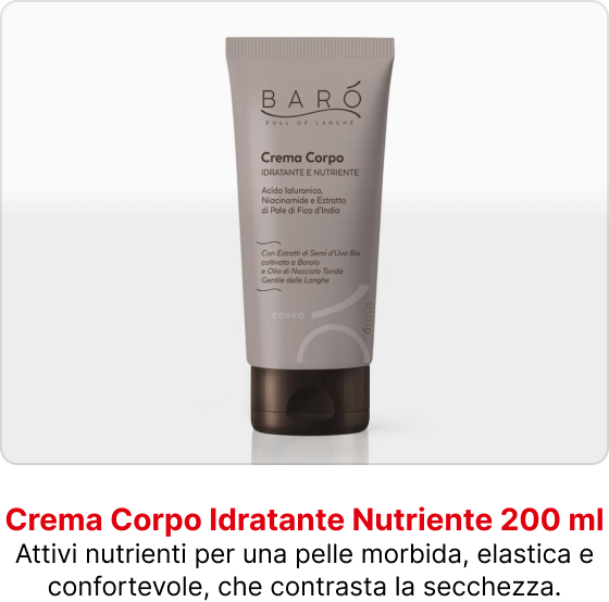 Crema Corpo Idratante Nutriente 200 ml, Attivi nutrienti per una pelle morbida, elastica e confortevole, che contrasta la secchezza.