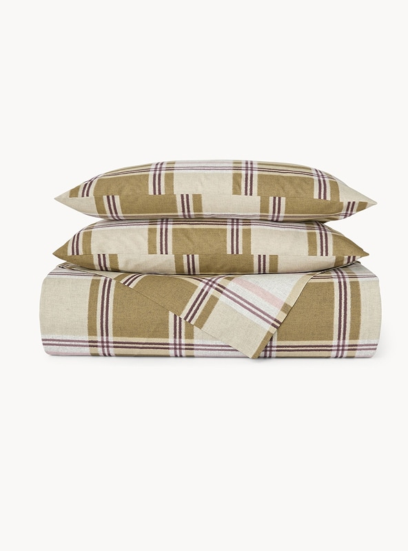 Parure copripiumino in cotone percalle fantasia check