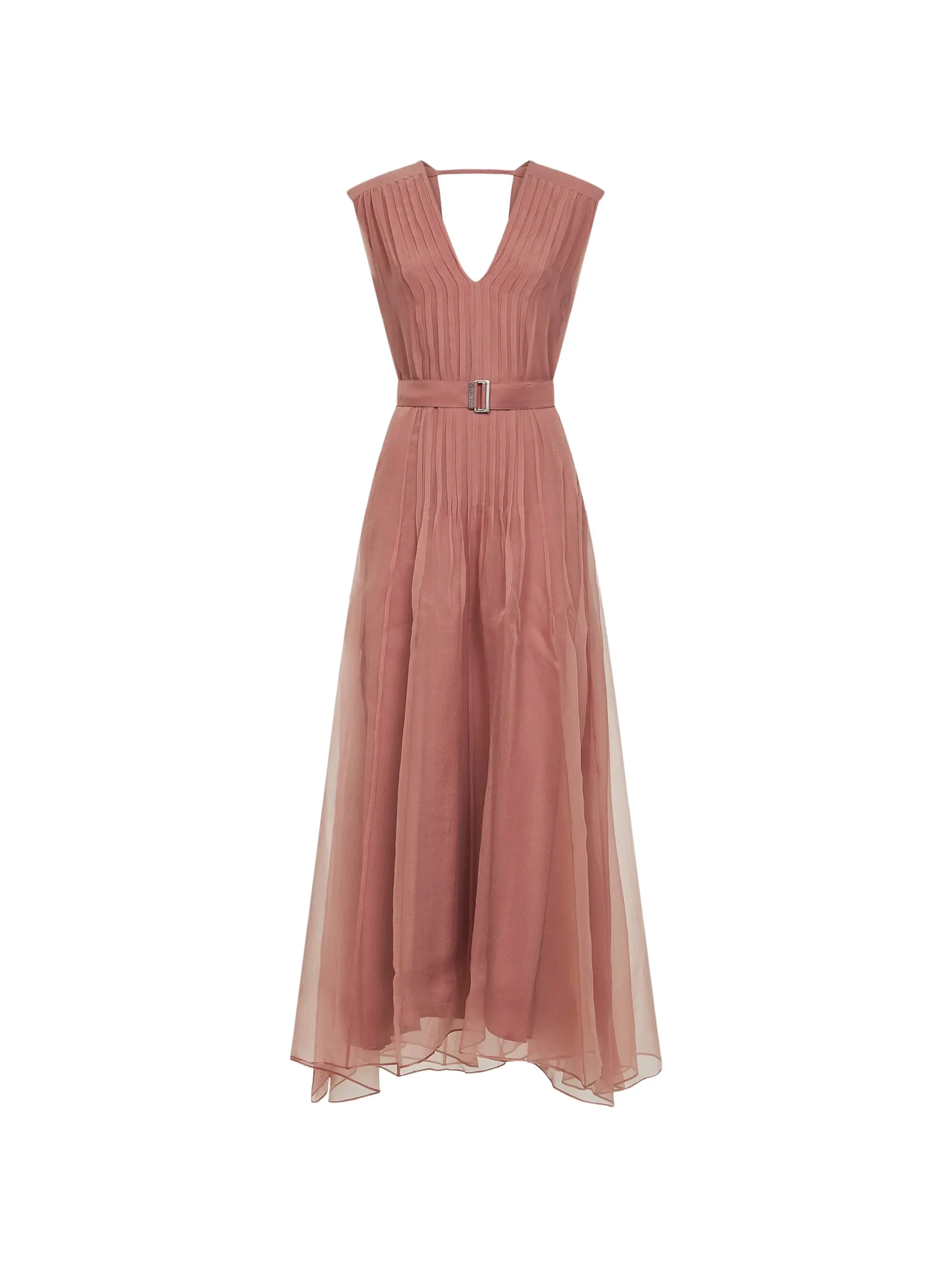 Image of Brunello Cucinelli Belted-waist Midi Dress