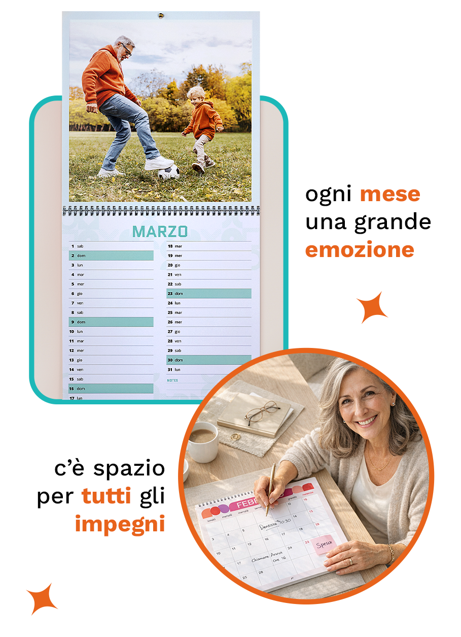 C’è spazio per tutti gli impegni. 12 mesi, 12 foto, 12 emozioni