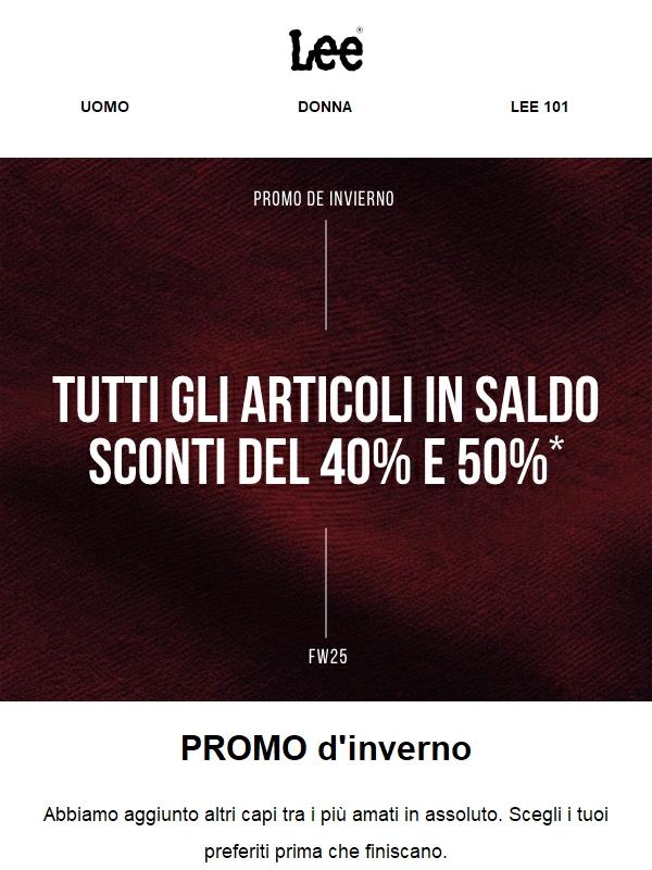 Articoli in PROMO con sconti del 40% e 50%