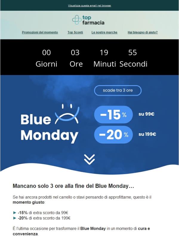 ⚠️ Ultime 3 ore: Blue Monday termina oggi