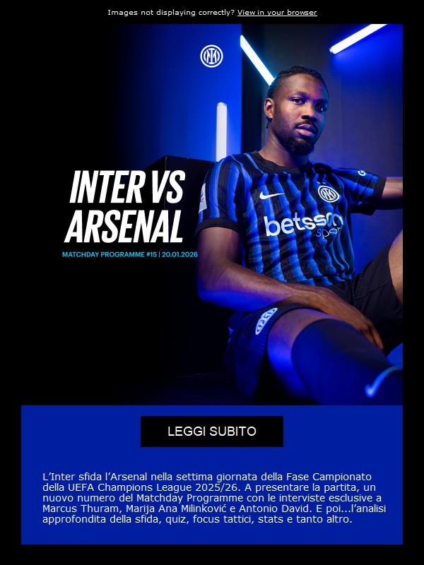 Il Matchday Programme di Inter-Arsenal