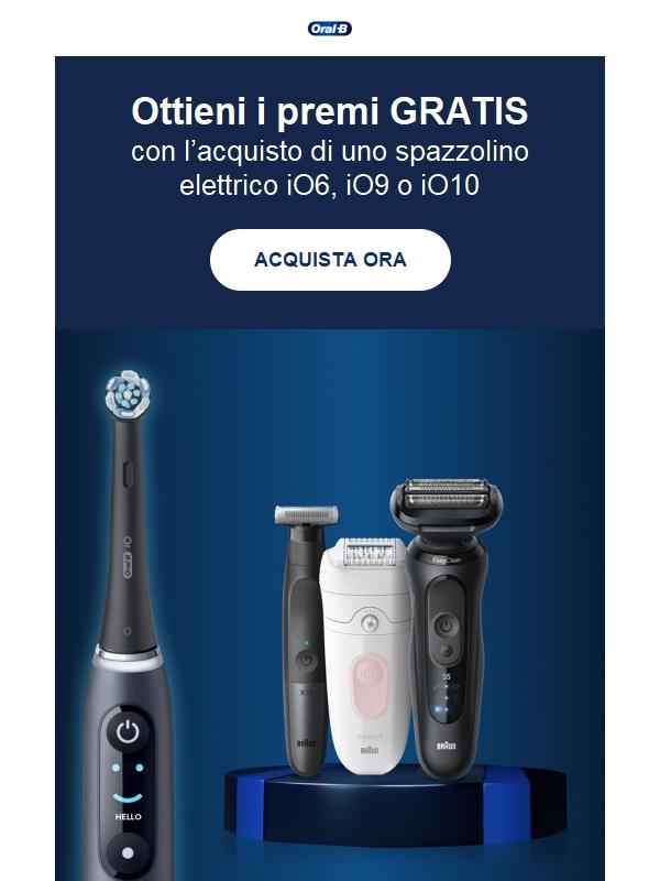 Con Oral-B ottieni in regalo dei prodotti Braun