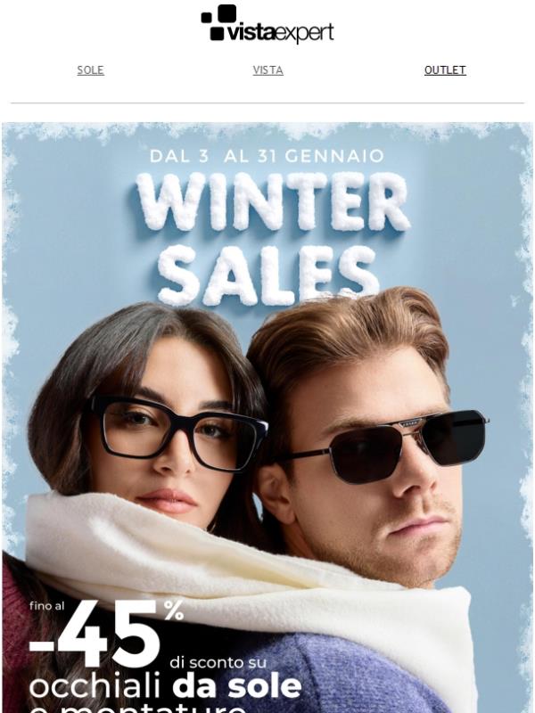 ❄️ Saldi Invernali ❄️ Fino al -45% su occhiali da sole e montature da vista!😎