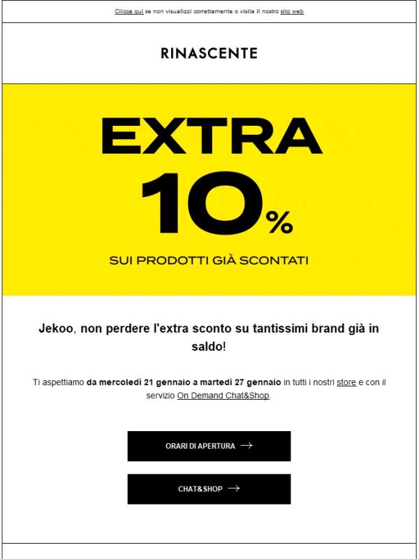 Extra 10% di sconto sui Saldi
