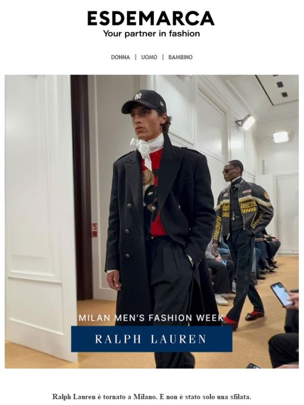 Inside Esdemarca: Milan Men’s Fashion Week. Collezione Ralph Lauren FW26