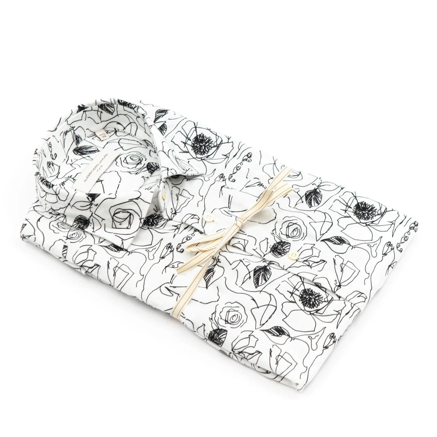 Camicia Fantasia Floreale Bianco/Nero