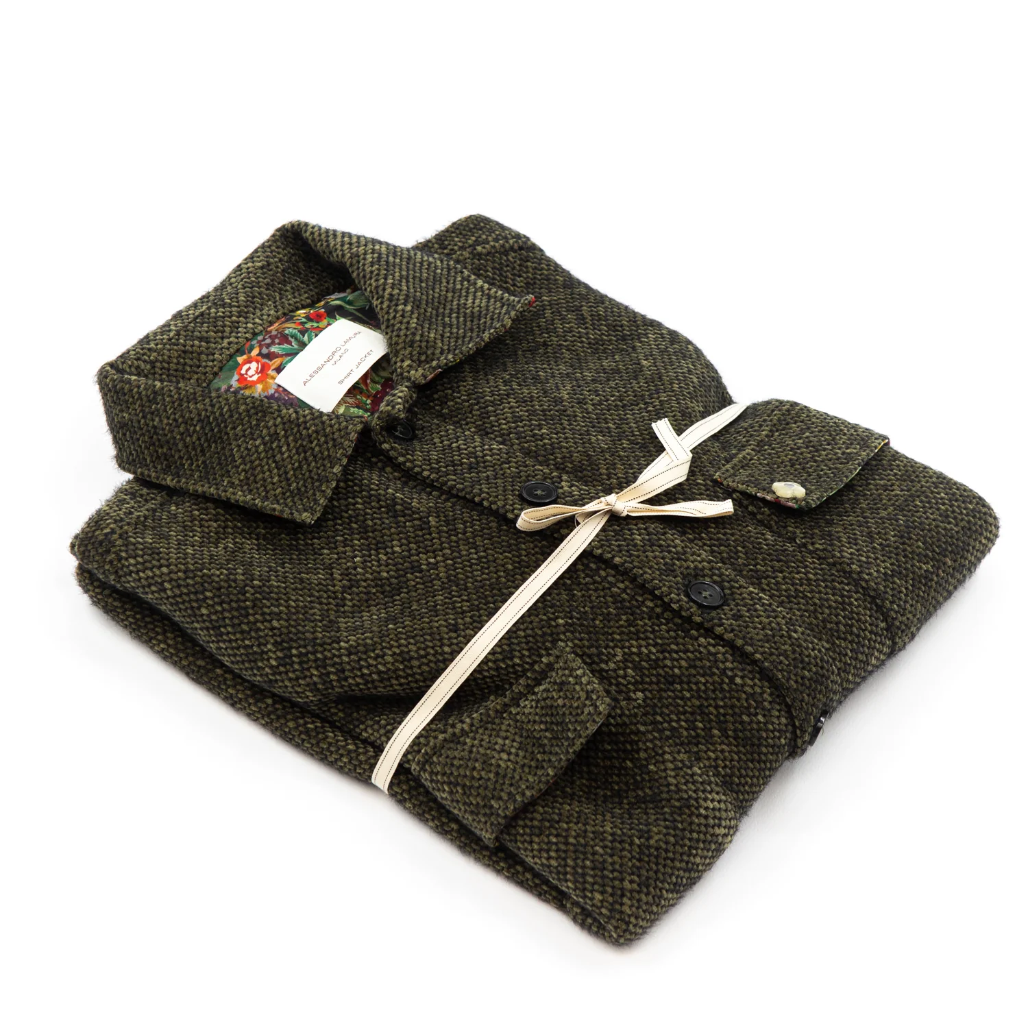 Giacca-Camicia in Bouclé Verde Bosco