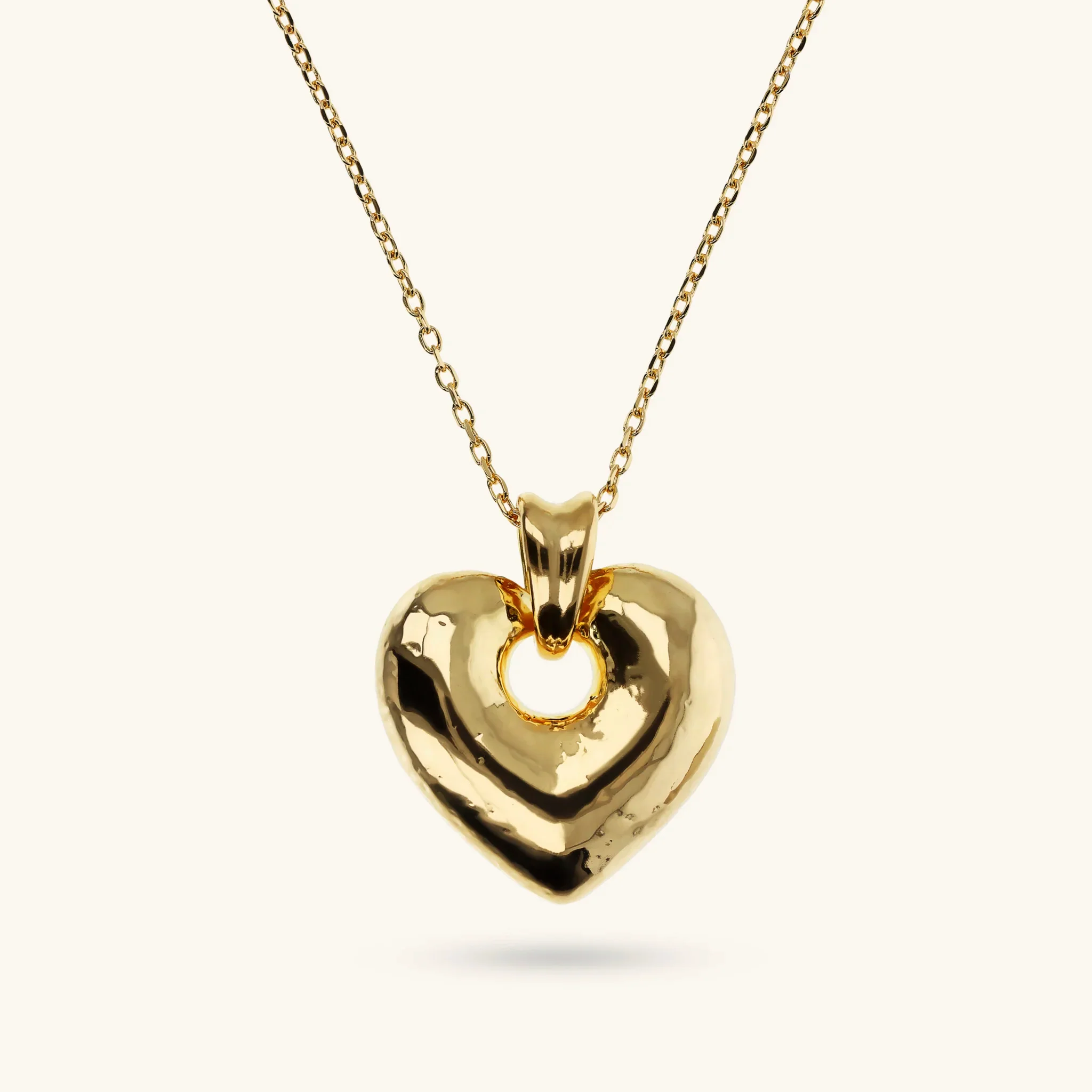 Image of Collana Catena Forzatina con Pendente Cuore Martellato