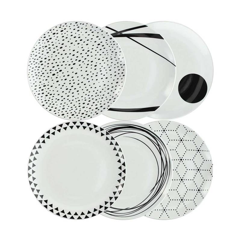 Metropolis Graphic Porcelain Dinnerware Set - Set 18 Pieces