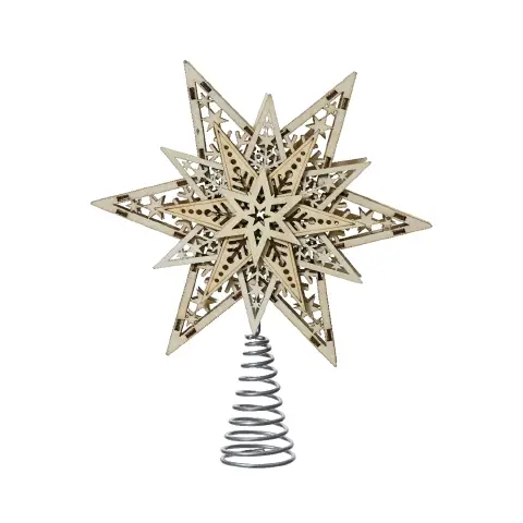 Puntale per Albero di Natale in Legno Naturale