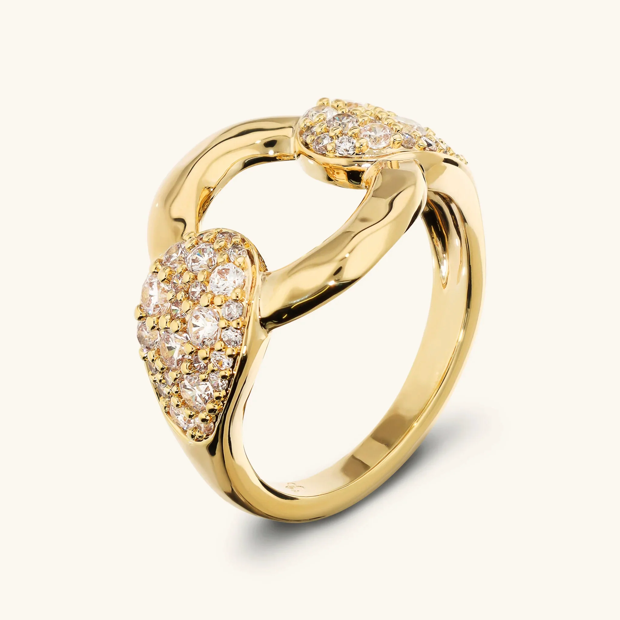 Image of Anello a Fascia con Maglia Martellata e Pavé di Cubic Zirconia