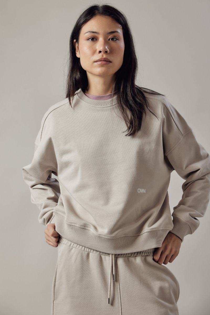 Felpa Girocollo Loose Fit Beige