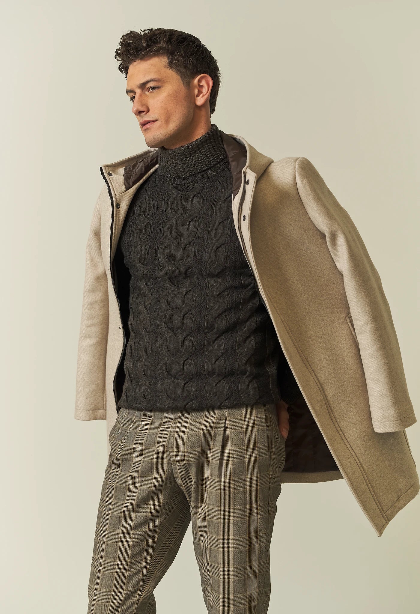 Image of Dolcevita marrone lana trecce effetto acidato