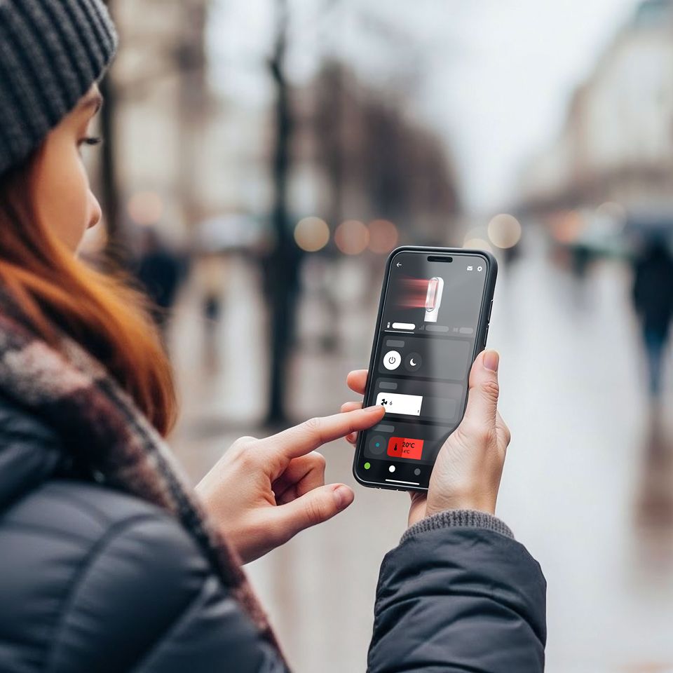 La temperatura del ventilatore e termoventilatore Dyson Hot+Cool HF1 Remote Link Pre-heat controllata da remoto tramite l’app MyDyson.